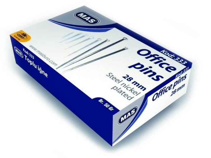 Mas 333 Toplu İğne 50 Gr.(Nikelli)28Mm.
